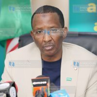 Ahmed Issack Hassan addresses the media during a press briefing