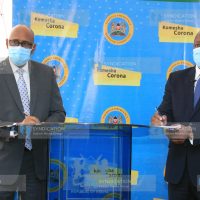 Health Cabinet Secretary Mutahi Kagwe and his EAC and Regional Development CS Adan Mohamed