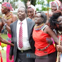 Baringo County Governor Benjamin Cheboi dances with Ilchamus dancers