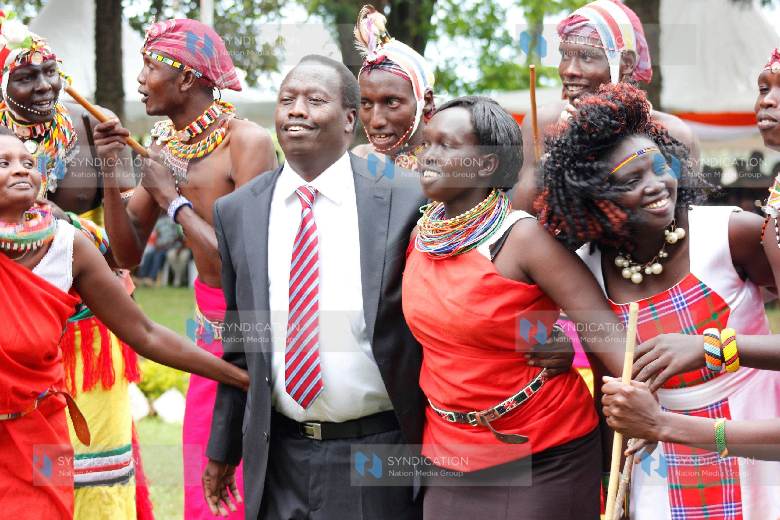 Baringo County Governor Benjamin Cheboi dances with Ilchamus dancers
