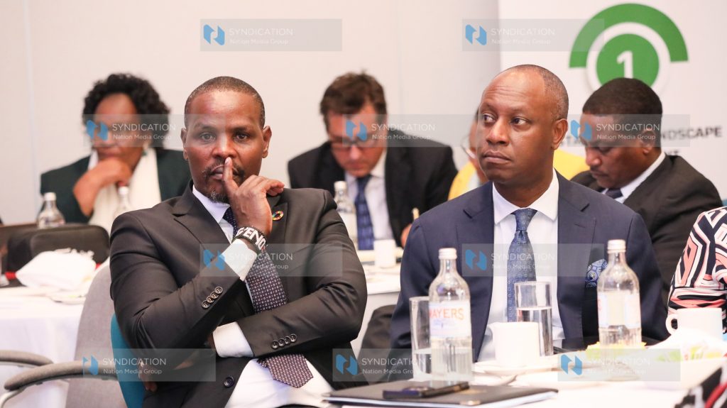 Principal Secretary for Environment and Climate Change Dr. Festus Ngeno, with Principal Secretary for the State Department for Livestock Development Jonathan Mueke