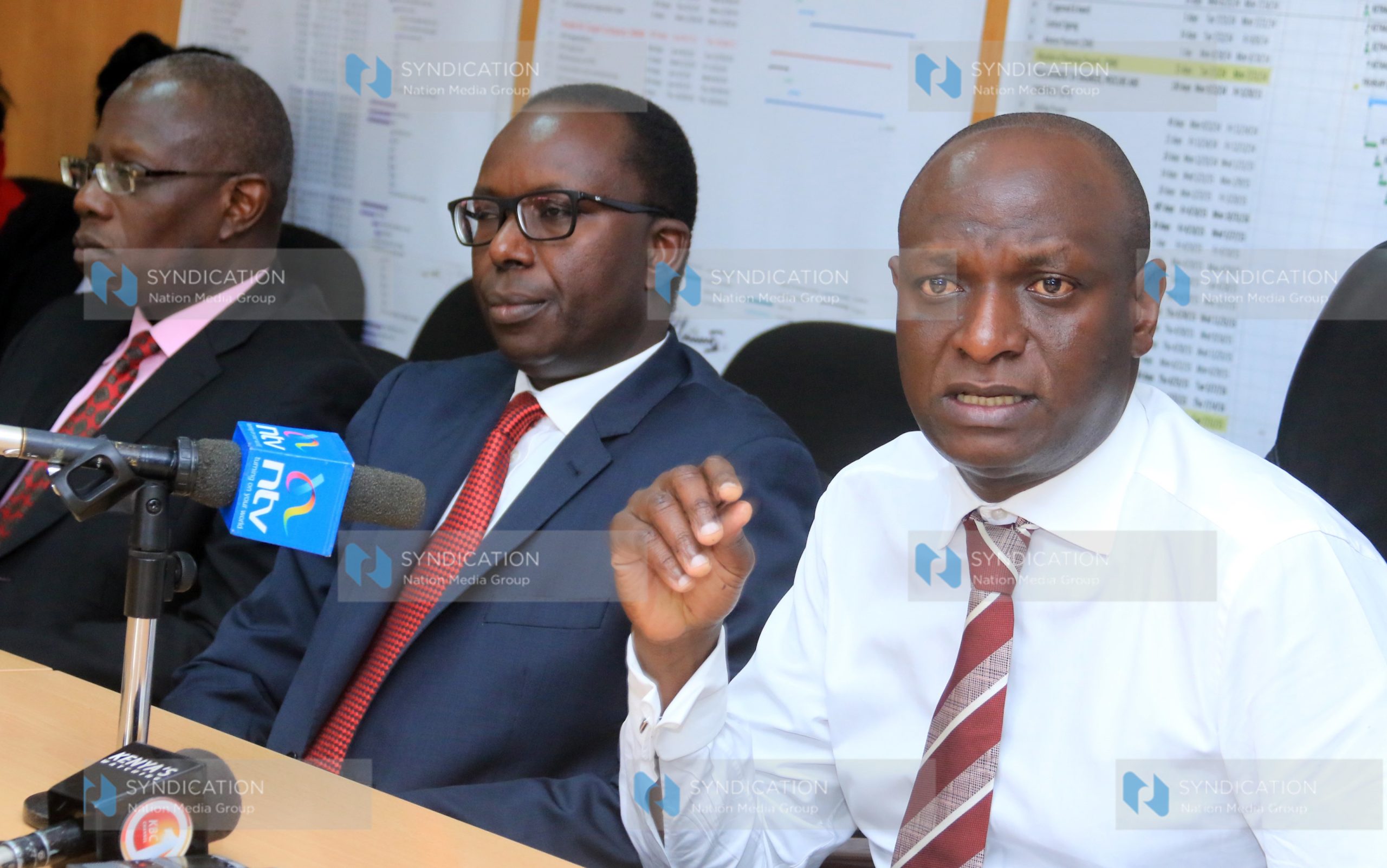 Africa Oil Corp General manager Donald Mahaga, Tullow Oil Kenya- Country Manager, Martin Mbogo and Cabinet Secretary for Energy & Petroleum Charles Keter