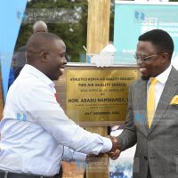 Sports Cabinet Secretary Ababu Namwamba and Nandi County Governor Stephen Sang