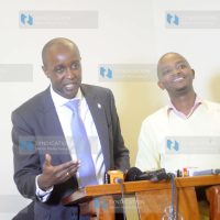 Sportpesa CEO Ronald Karauri with FKF President Nick Mwendwa