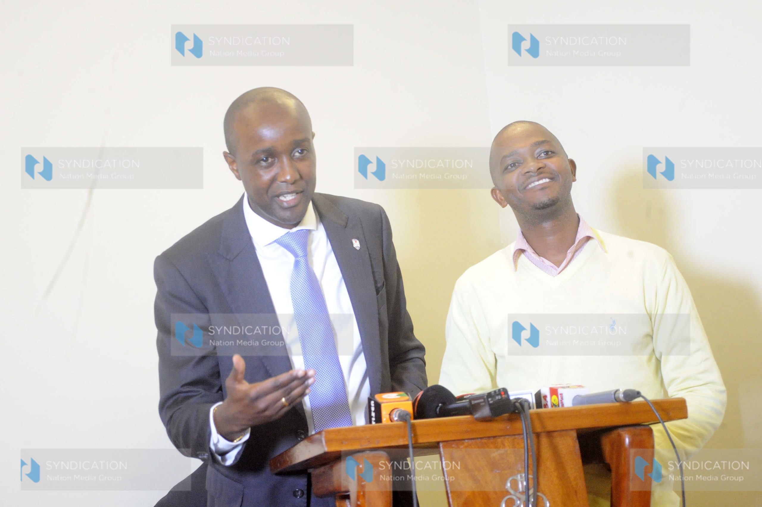 Sportpesa CEO Ronald Karauri with FKF President Nick Mwendwa
