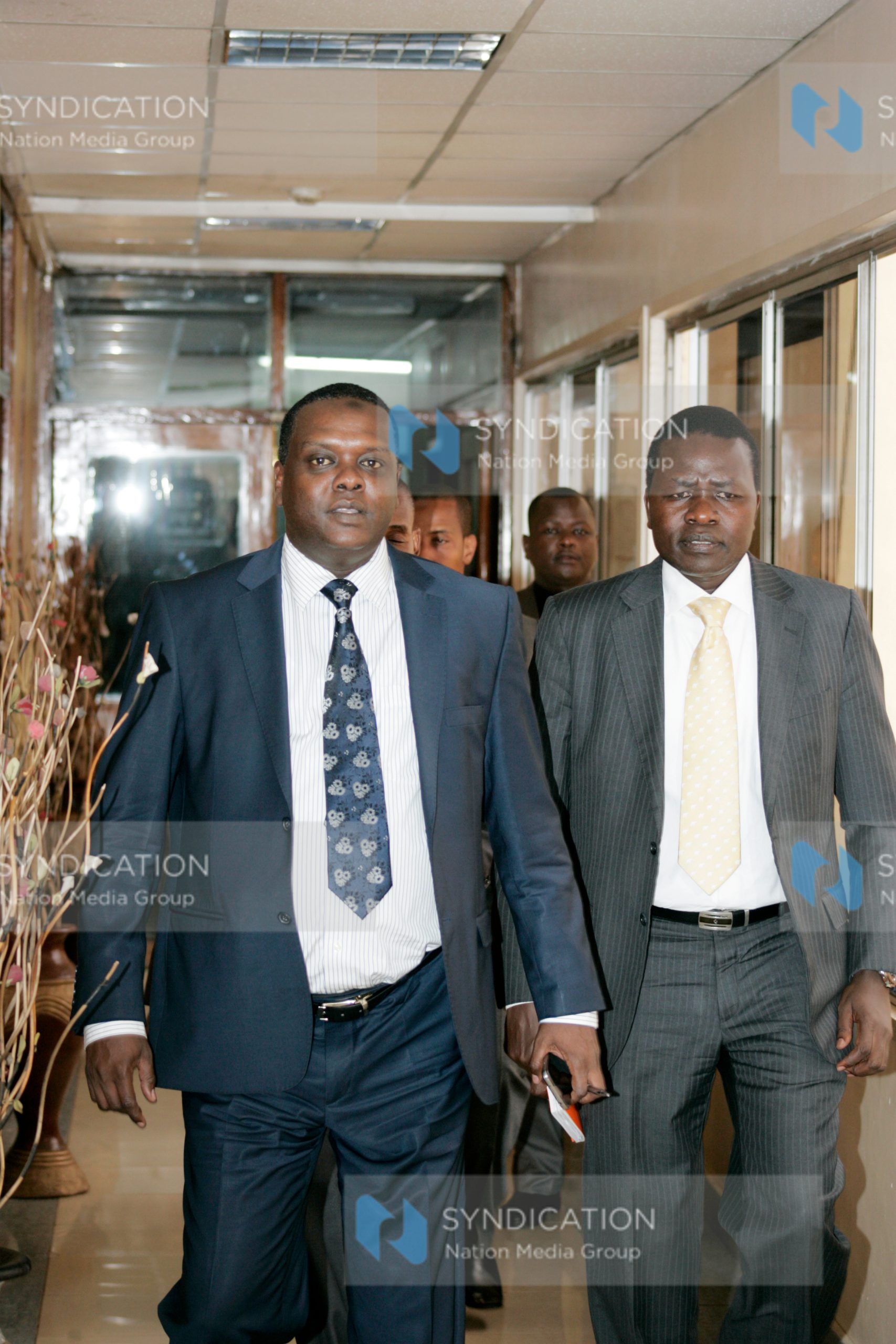 Sports Cabinet Secretary Dr Hassan Wario flanked by Principal Secretary Richard Ekai