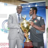 Sportpesa CEO Captain Ronald Karauri with Harambee Stars Captain Musa Mohammed