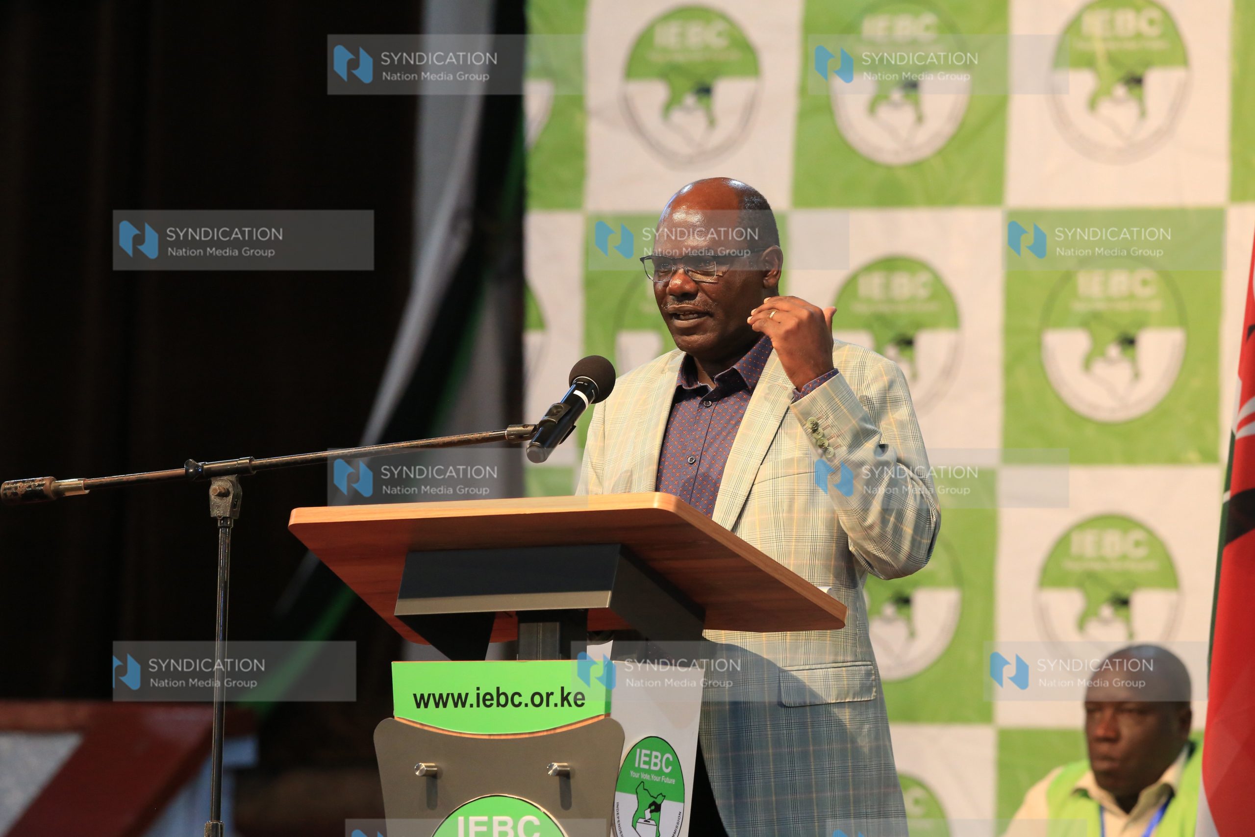 IEBC Chairman Wafula Chebukati addressing the press