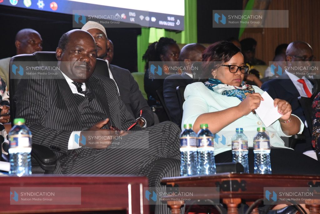 IEBC Chairman Wafula Chebukati with his vice chair Juliana Cherera