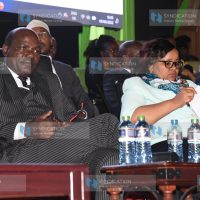 IEBC Chairman Wafula Chebukati with his vice chair Juliana Cherera