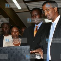 The Interim Independent Electoral Commission chairman Ahmed Issack Hassan (right)