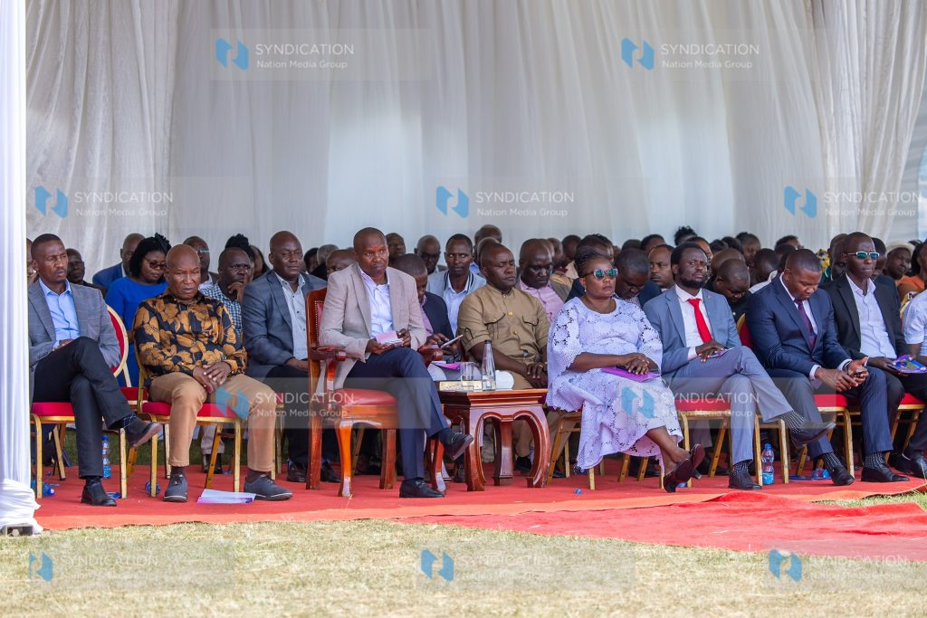 Deputy President Kithure Kindiki, accompanied by Governor Kawira Mwangaza among other county leaders
