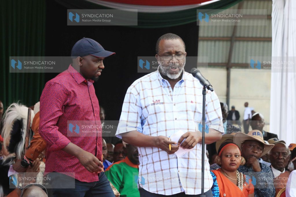 Meru Senator Mithika Linturi welcomes Senate Majority Leader Kipchumba Murkomen