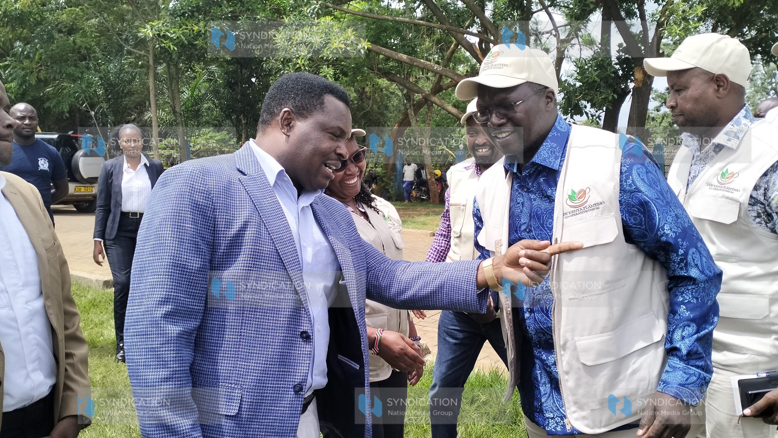 Tharaka-Nithi Governor Muthomi Njuki and Cooperative Cabinet Secretary Simon Chelugui