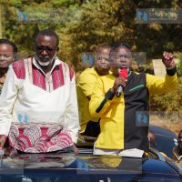 Meru Woman Rep aspirant Edith Mwirigi, Senator Mithika Linturi, South Imenti MP Kathuri Murungi, and Jasper Muthomi, aka Emcee Jessy