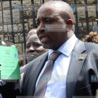 Igembe North MP Mithika Linturi speaks outside parliament