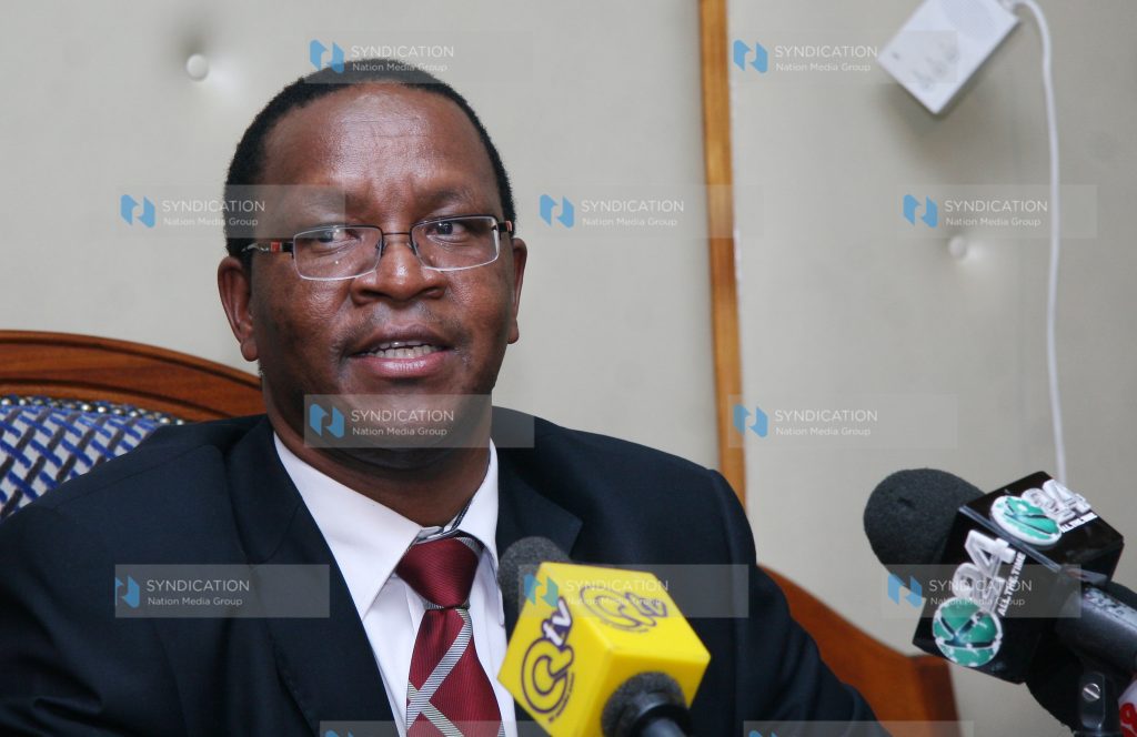 Principal secretary Karanja Kibicho addresses a media conference
