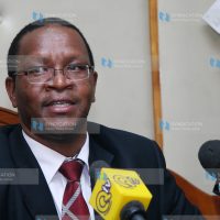 Principal secretary Karanja Kibicho addresses a media conference