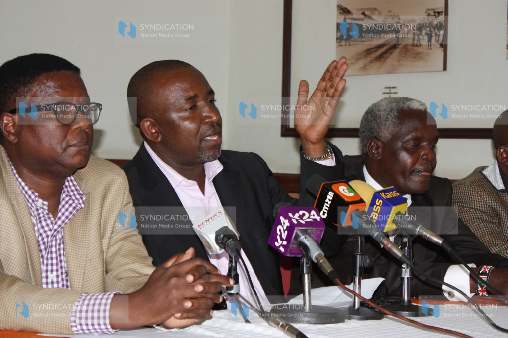 Members of Parliament from Meru region ,Mithika Linturi Kilemi Mwiria and aspirant Mugambi Rindiki