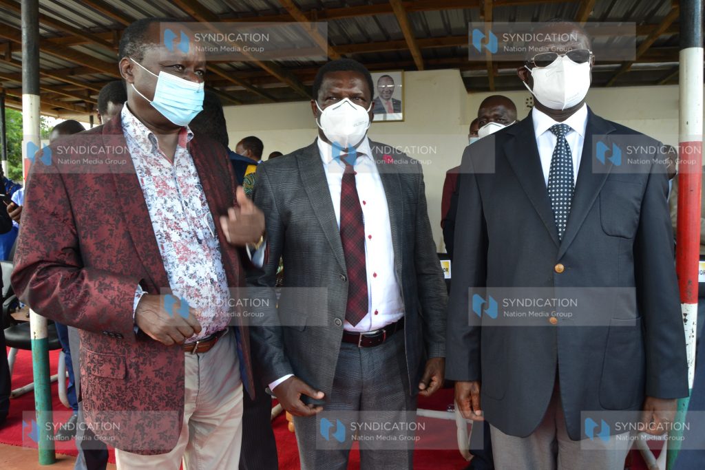 Former Embu Senator Lenny Kivuti, Tharaka Nithi Governor Muthomi Njuki and Meru Governor Kiraitu Murungi