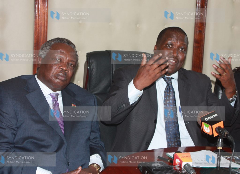 Labour minister John Munyes with COTU secretary general Francis Atwoli