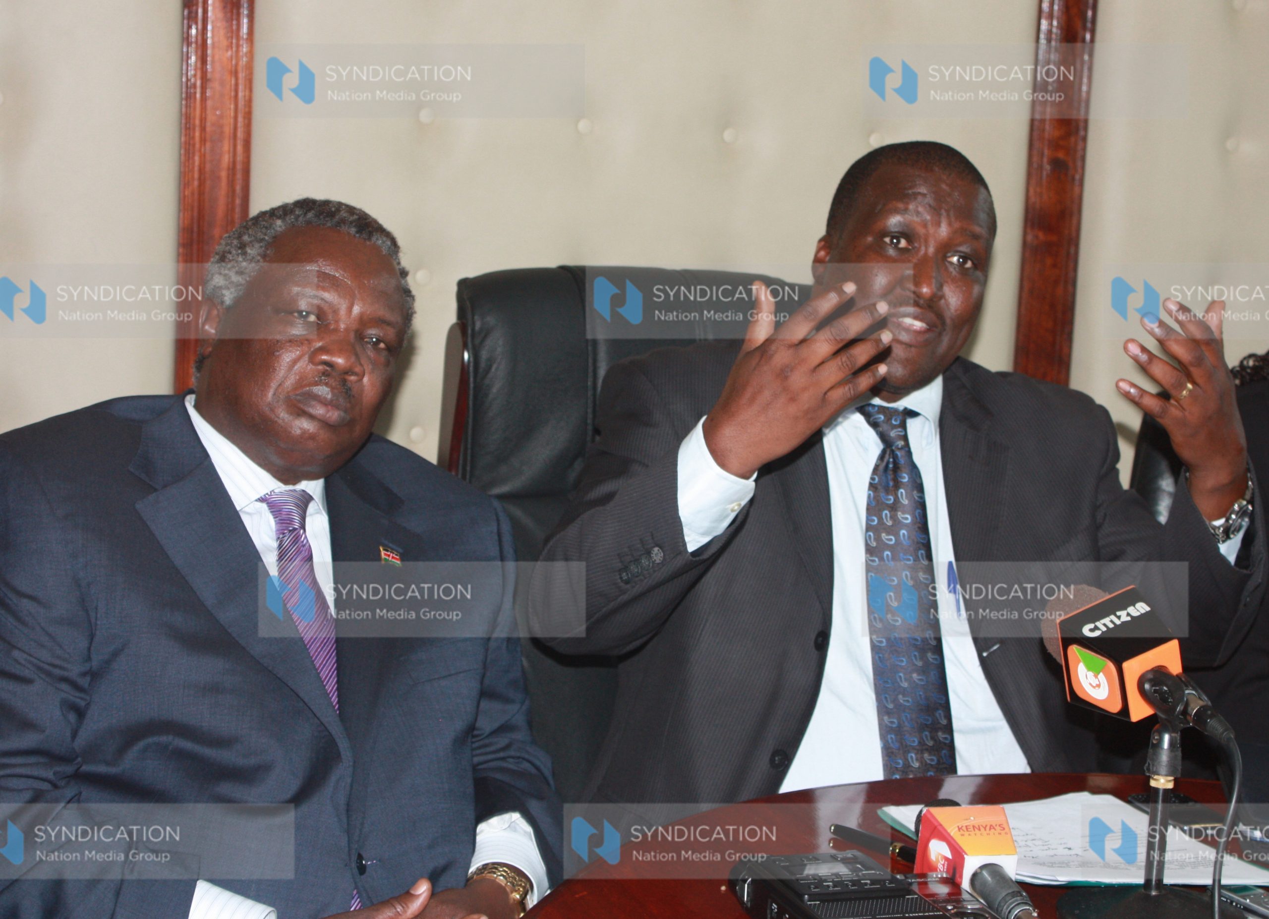 Labour minister John Munyes with COTU secretary general Francis Atwoli