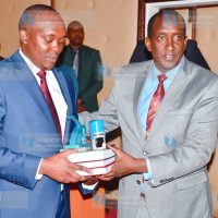 Newly sworn in Narok County Secretary Mr. Maiyani Tuya with Governor Mr. Patrick Ntutu