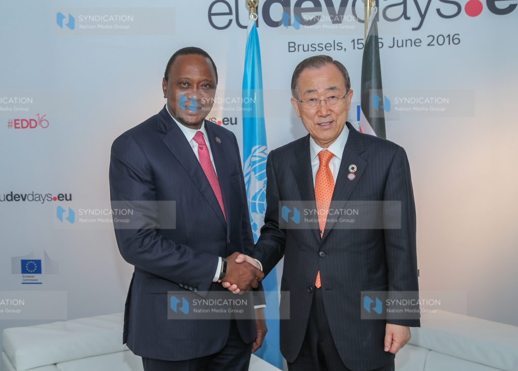 President Uhuru Kenyatta with the United Nations General Secretary Ban Ki-moon